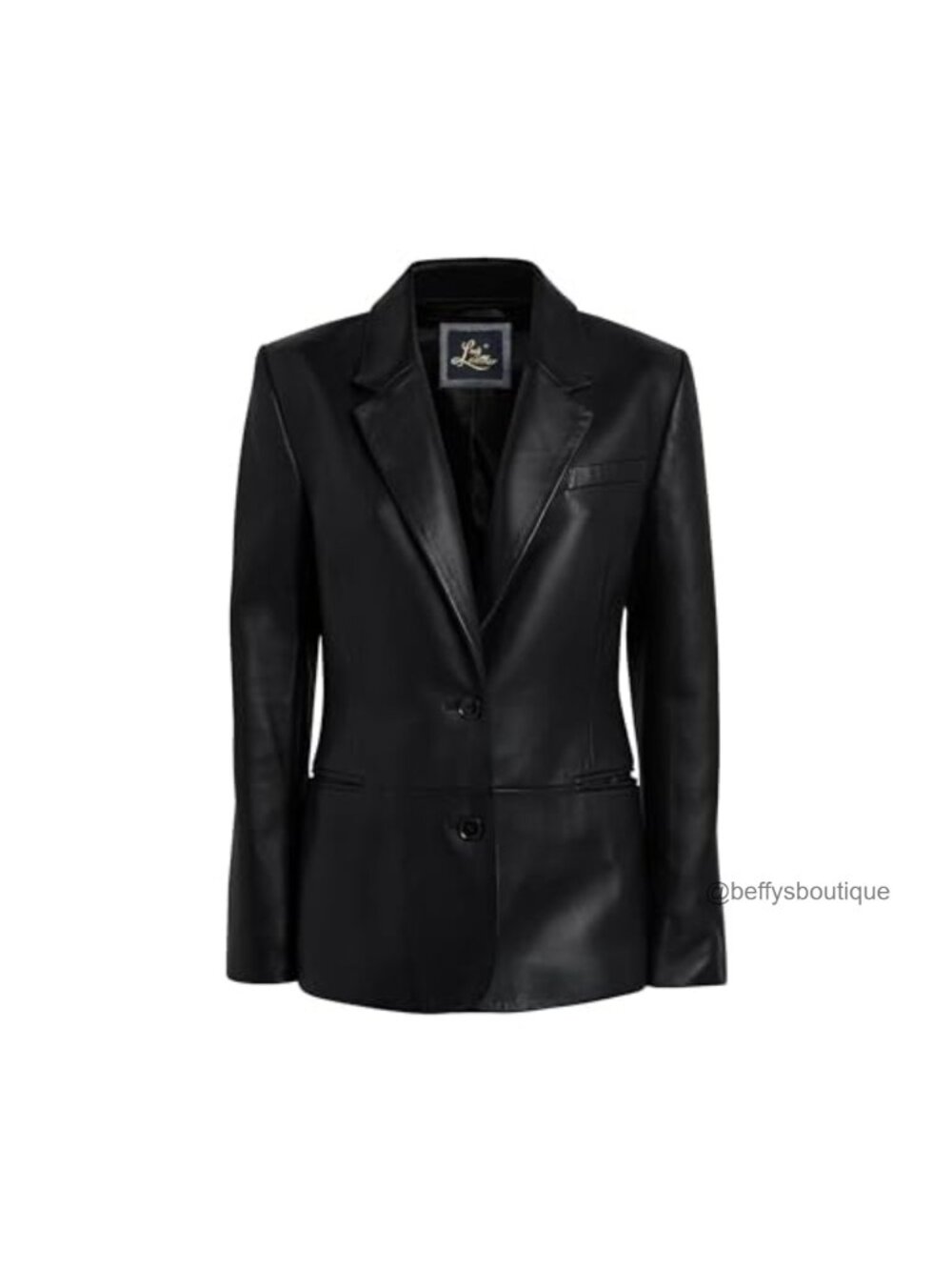 Women's Real Lambskin Leather Blazer Jacket, Long Sleeve 2-Button Suit Style